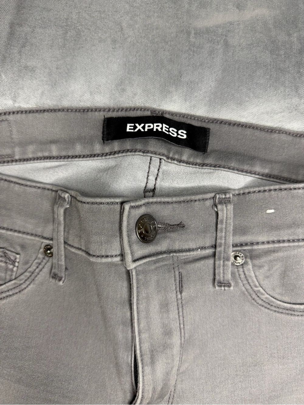 Express Women's Light Gray Mid-Rise Jeggings